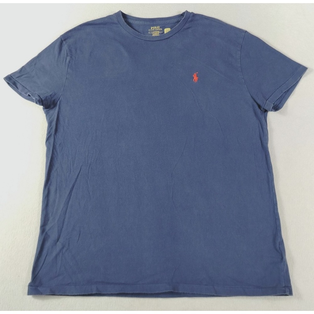 Polo Ralph Lauren Shirt Mens Large Blue Classic Fit Pony Logo Tee Cotton Casual